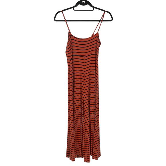 by Anthropologie Orange Navy Stripe Lissa Wide-Leg V Neck Jumpsuit Womens Small - Picture 8 of 8